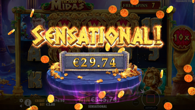 A Sensational Win in the Hand of Midas slot