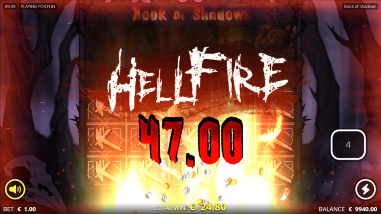 Big win in the Book of Shadows slot