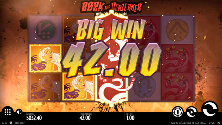 Big win in the Bork the Berzerker Hack 'N' Slash slot