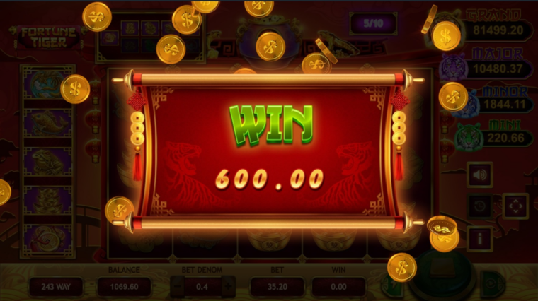 Big win in the Fortune Tiger slot machine