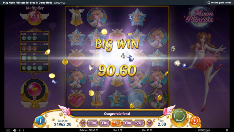 Big win in the Moon Princess slot