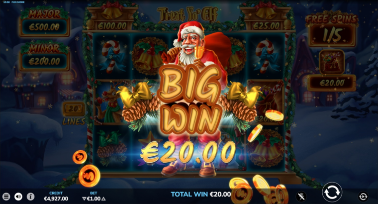 Big win in the Treat Yo' Elf slot