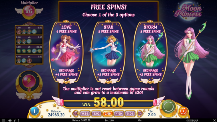 Player can choose the volatility of Free Spins bonus game