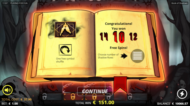 Player can shuffle expanding symbol or change the number of rows for the bonus feature