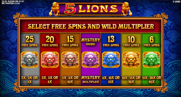 Plenty of choices for the free spins bonus game