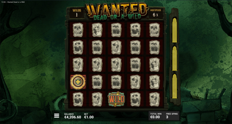 Rarest bonus feature of the game are the Dead Man's Hand free spins