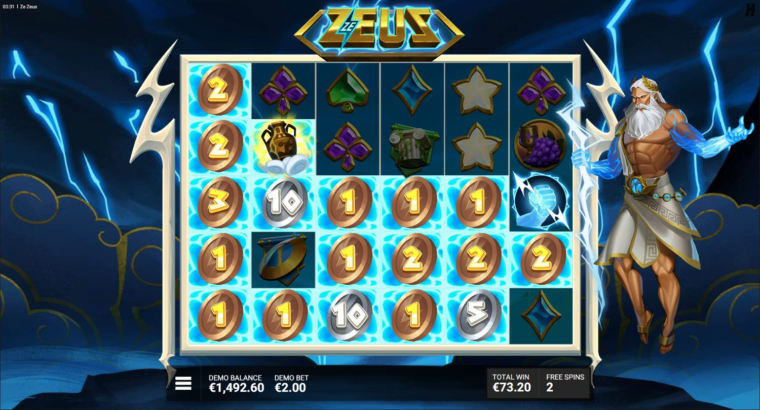 When Hand of Zeus activates, all coin symbols are added together and paid out