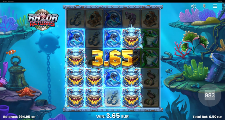Win in the base game of the Razor Reveal slot